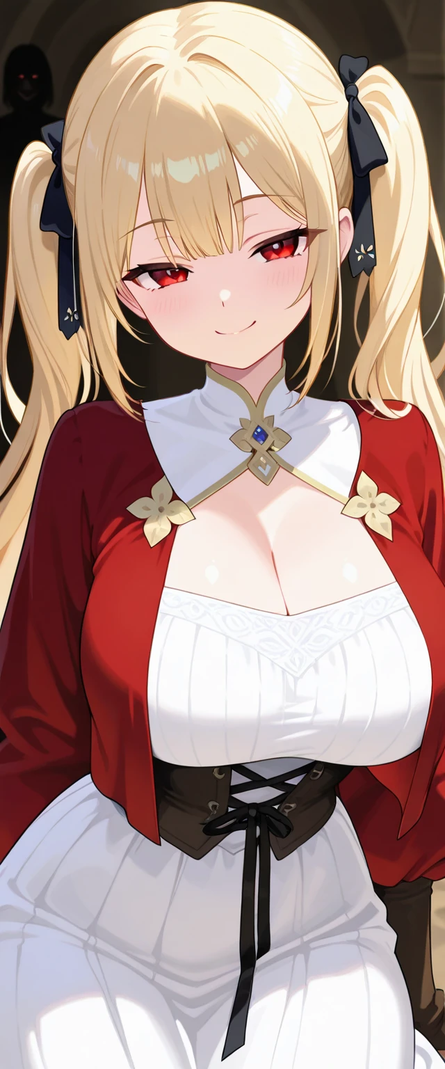 (A woman with big tits)，Attractive woman，Light blond long hair，clavicle，Gemstone Necklace，Off-shoulder，Japanese clothing，short dress，Lace，Heart，Intricate details，Beautifully，Slim，emaciated，Lying in bed，(blush)，