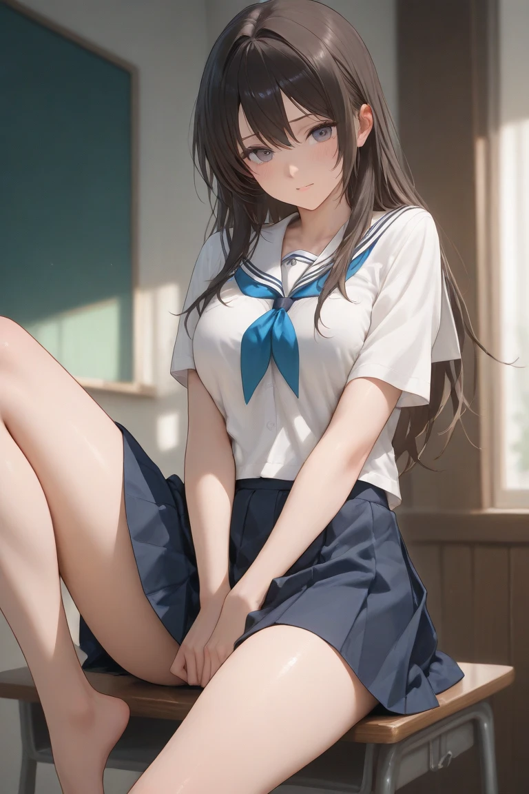 photo-realism、top-quality、超高分辨率、photore、photo of a beautiful scandinavian girl、Extraordinary beautiful girl、outstanding outstanding、love and beautiful legs、(pure love face_v1:0.008)、beautiful bangs、Skin glows、pretty girl pretty girl'heads、Silky hair、finer hair、hd eyes、perfect body figure, Bright and clear, Eye-opening person、eyeline、二重まぶた、Full body like、Frustrated、Exposed cleavage、White slime everywhere,,、overflowing sperm、sperm、、 Red blush、Humiliated、impatient、Frustrated、Frightened、glarelight、embarrassed from、Open the knee、spread their legs、(Masturbation behavior:2.0)、Tease the crotch、grabbing the breasts、Insert your finger into the 、White under underwear、white bra、Shiny little earrings and necklace、Disheveled clothes、Dressing、Expose panties、livestock、Soaked with sweat、the underwear is transparent、18yr old, clean and tidy woman , Upturned breasts, On the desk in the classroom、Black-brown hair、blue gray eyes,(Those girls' high school clothes:1.4)、