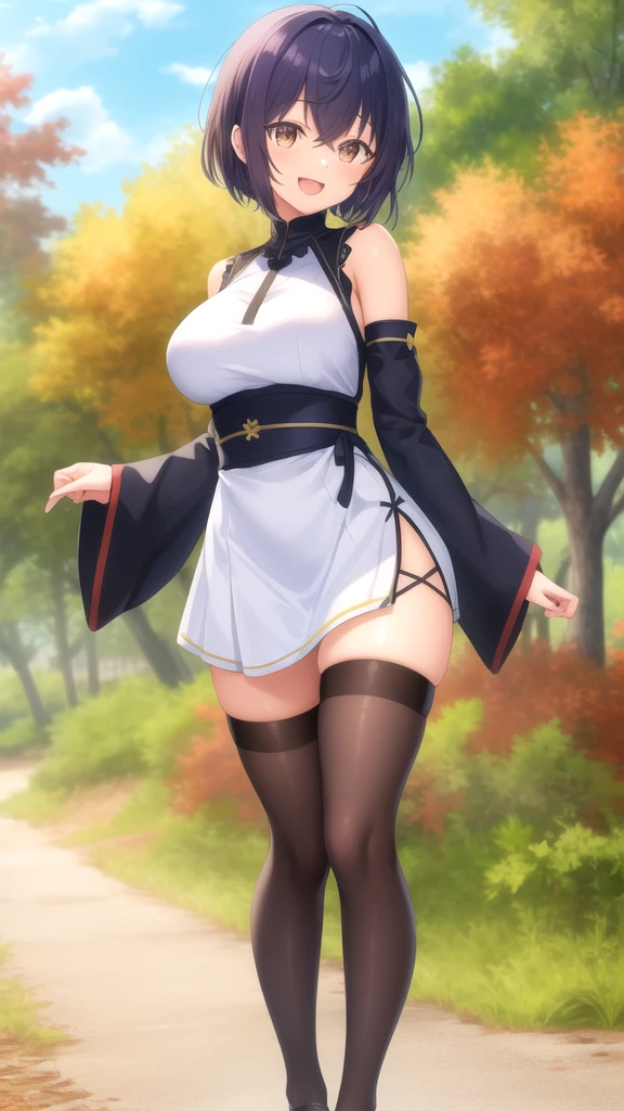 (masterpiece, best quality, photorealistic, cinematic), expressive eyes, perfect face, perfect hands, large cleavage, long round legs, round ass, (((anime girl seductive posing in a form-fitting light blue and sleeveless kimono-style blouse, tied with a dark obi around her waist and short deep blue shorts))), (black-haired mage, a gentle short hairstyle), seductive anime girl, Ayaka genshin impact, extremely detailed artgerm, from girls frontline, range murata and artgerm, xianxia, style artgerm, beautiful alluring anime woman, thicc, guweiz on artstation pixiv, ((panty)), ((1 knee up)), ((medium shot, side view, from below)), ((dynamic background))