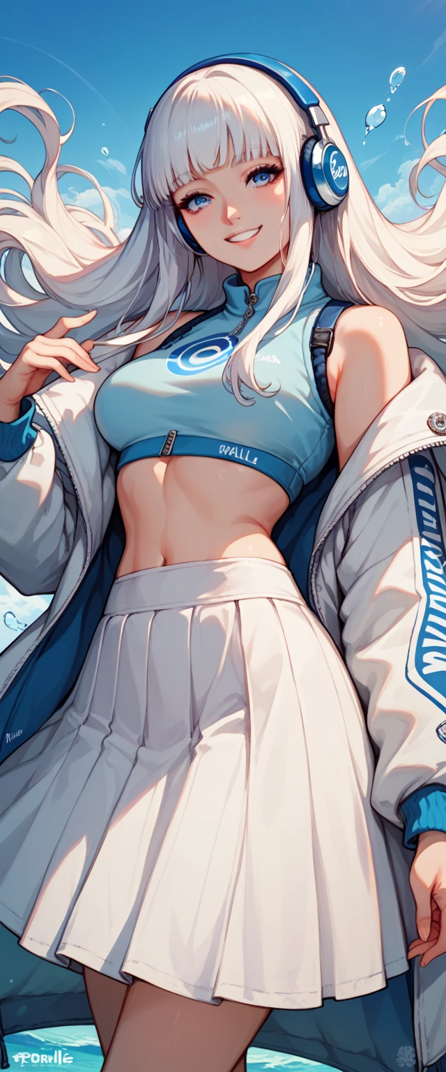 anime girl with long hair and a white top holding a baby, thick black lineart, ecchi, perfect lineart, thick lineart, beautiful inking lines, sexy pudica pose gesture, thick line art, oppai, extremely fine ink lineart, estilo de arte anime (colorido)