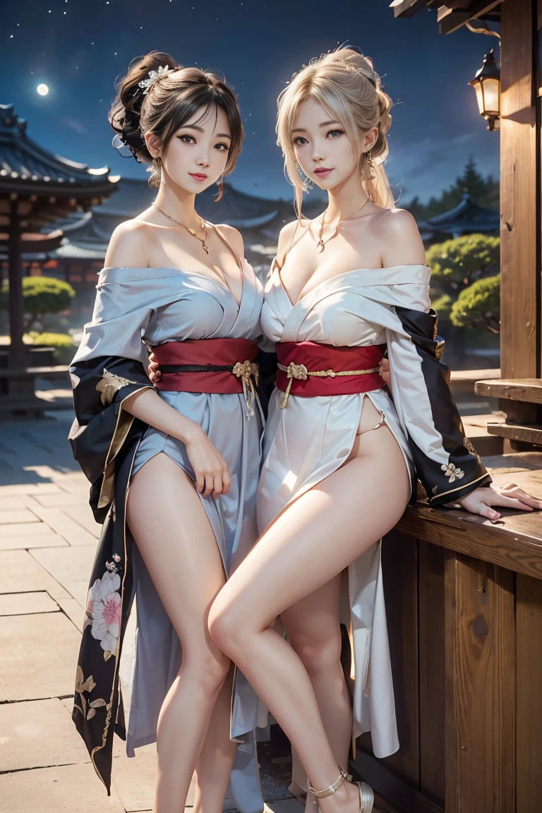 ((legs wide open, crotch wide open)), (cinematic light, top quality, 8K, masterpiece: 1.3), (world wonderful, goddess of Japan, Japan beautiful girl, Korean goddess), (upper body), (one girl), (necklace, bracelet, anklet, leg ring), (huge, cleavage, exposed breasts, sexy cleavage, very detailed breasts), (huge breasts), À la Fed woman in kimono, kimono, classic kimono, kimono, Japan kimono, long beautiful flowing kimono, intricate geisha kimono, red or purple kimono with floral pattern, Japanese style, wearing kimono, legs wide open, crotch wide open, inspired by Kano Hogai,
