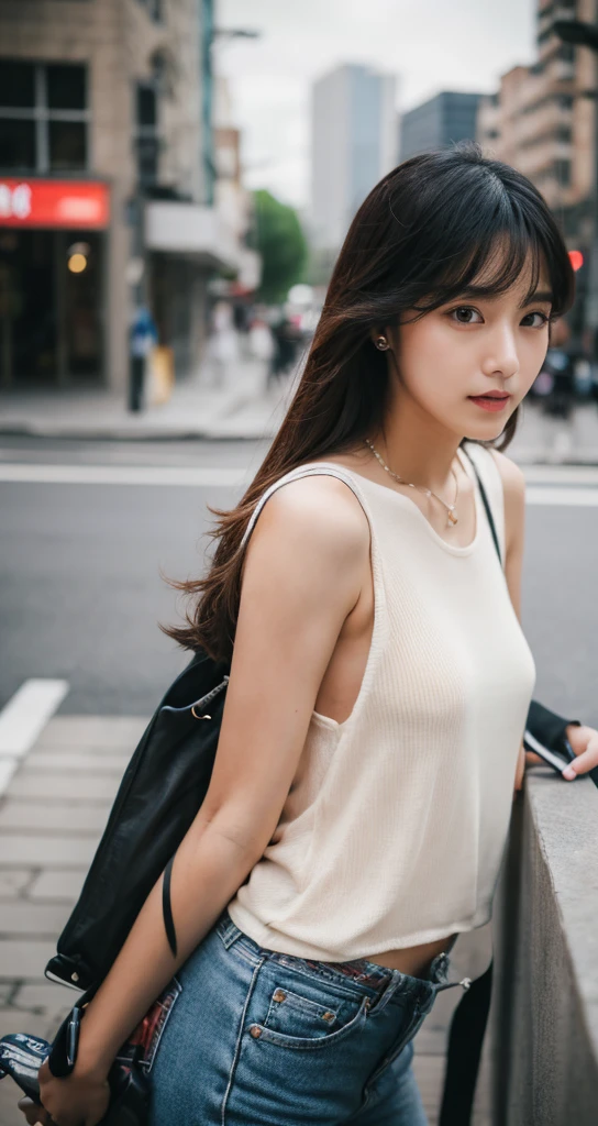 ((Best Quality, 8K, Masterpiece:1.3)), Focus: 1.2, nude, Perfect Body Beauty: 1.4, Buttocks: 1.2, ((Layered Haircut, Breasts: 1.2)), (not wearing any suits), (Rain, Street:1.3), not wearing any suits, Highly Detailed Face and Skin Texture, Delicate Eyes, Double Eyelids, Whitened Skin, Long Hair