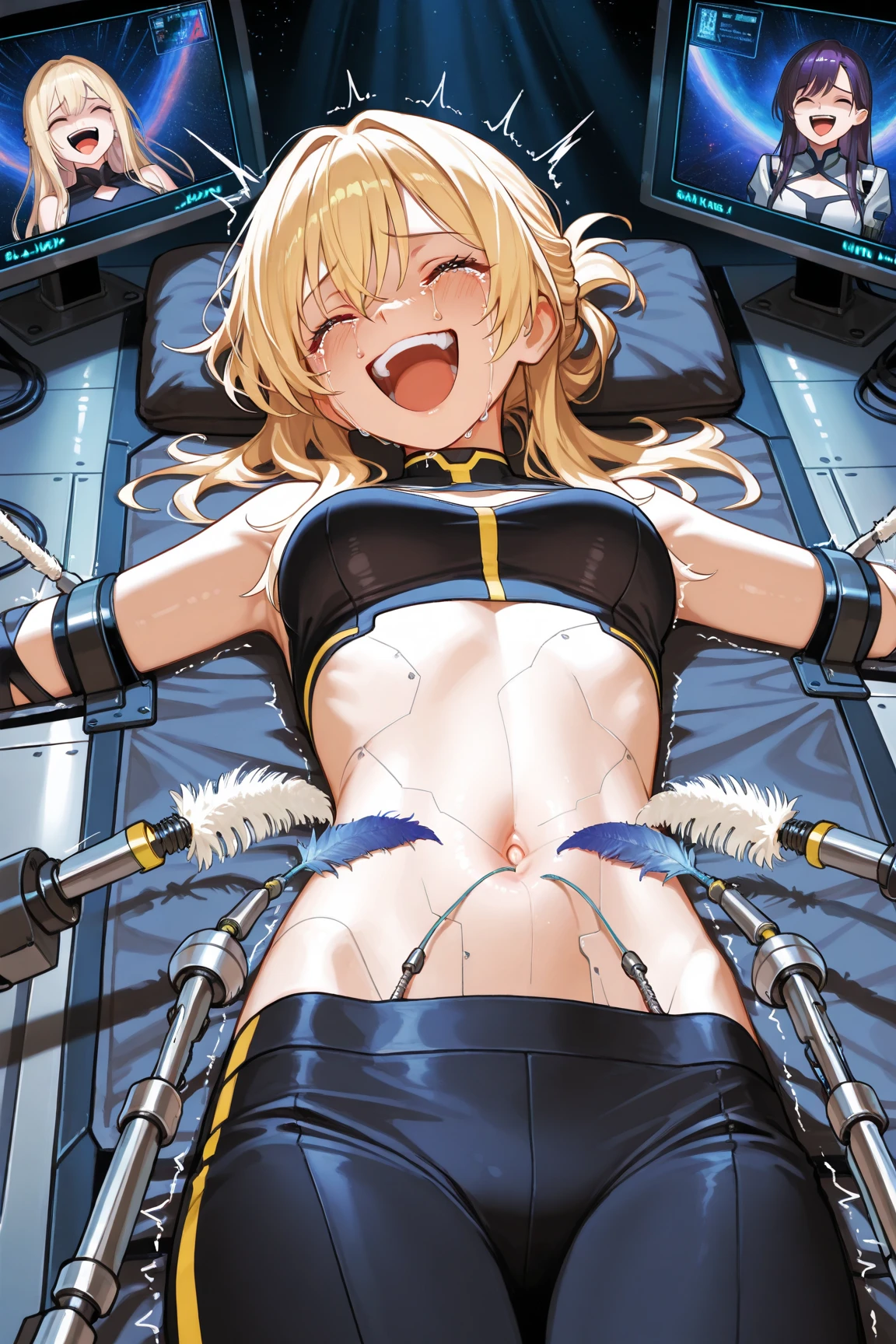 Toga tied to a chair in the basement, Blonde hair, Restraint, BDSM, Restraint feet, restrained arms, Bound, Tied to a chair, noose, Tied with ropes, a sailor suit, Black skirt, medium breasts, Himiko Toga, Smile, Beautiful body, Beautiful face, ultra-detailliert, Highest Quality, Loose clothes, Tied to a chair with a rope, restrained body, Unable to move, Bondage rope, White shirt, a sailor suit, pervert, White panties, Tied up, machine bondage, Fully restrained body, Rope Everywhere, Strictly tied, Hardcore Bondage Rope, machine bondage, Milking breast, Milk dripping everywhere, Milking , Ultra High Quality, 8K, Clear lines, machine bondage