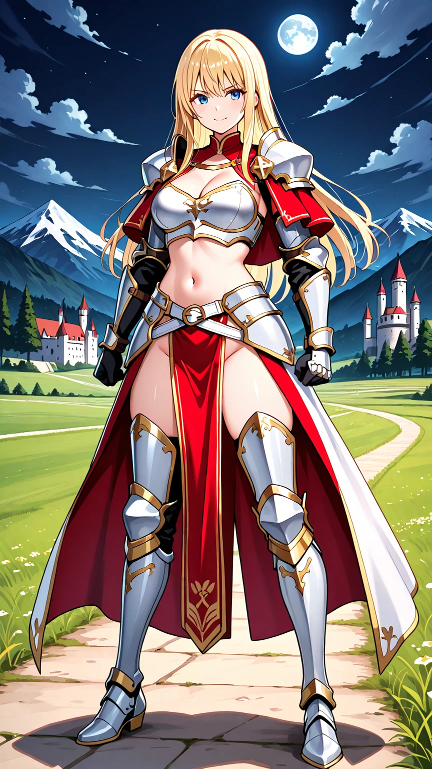 (masterpiece, best quality), 1girl, solo, (the empress:1.15), platinum blonde, long hair, (red cape), Curtain, armored dress, queen dress, aurora, (sunshine, sky, river, forest), expressionless, red eyes, very long hair, (art nouveau:1.2), alphonse mucha, tiara, (face focus, upper body), sit, (red throne:1.12), tiara, crossing legs, highly intricate details, realistic light, smile