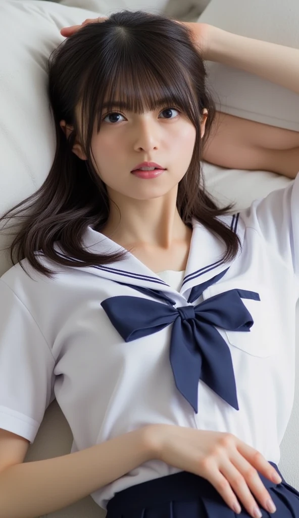 Oil(highest quality, 8K, 32k, masterpiece, nffsw:1.2), (Raw photo), (realistic), (Photoreal:1.2), (High resolution), huge file size, Super detailed, very beautiful face and eyes, 1 girl, (((笑face))), infp young woman, round and small face, small breasts thin waist, look at the camera、笑face、(((small breasts))),((((Nipples fully visible)))),bare chest,(((white wall background)))、 (((School uniform with bare chest, cute sailor suit、前が開いてNipples fully visible,small breasts,(((((areola exposure)))))))),(((chest exposure))),(((brown hair)))、(((((Nipples fully visible)))))、woman'face、(((get down on all fours、Nipples fully visible、bare chest)))、(((oversize)))、(((服の隙間からNipples fully visible)))、((chest is open))、(((nipples are completely exposed)))