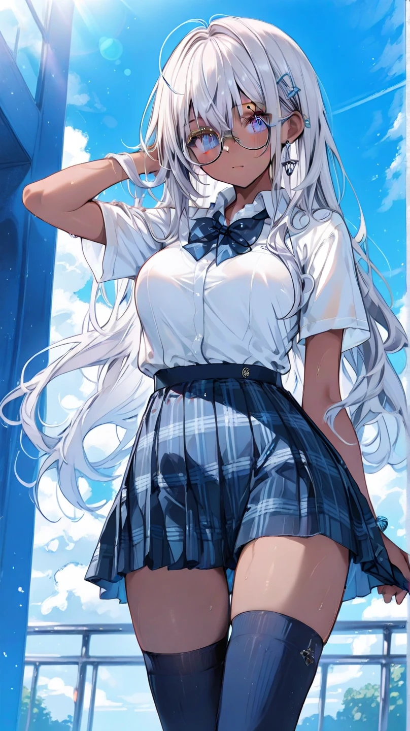 ((1 girl:1.5))、(smile:1.5)、、(cowboy shot)、(fun!!)、(white cardigan:1.5)、(dog ears)、(silver hair)、(blush:1.5)、(long hair)、(eye highlights:1.3)、blake black shoes,(黒いskirt:1.5)、bow, button, shirt with collar, long sleeve, ((red bow tie, ,, white shirt, チェック柄のskirt:1.5、white socks)),, shirt,, skirt, socks, thighs, white shirt, Rest indoors, ((classroom:1.5))、 BREAK while watching the audience、 (perfect hands, perfect anatomy),cowboy shot、(skirtlift:1.3),(highly detailed white panties:1.3)、(highly detailed panties:1.3)、、(skirt that rolls up:1.3)、(fully exposed panties:1.5)、light blue eyes