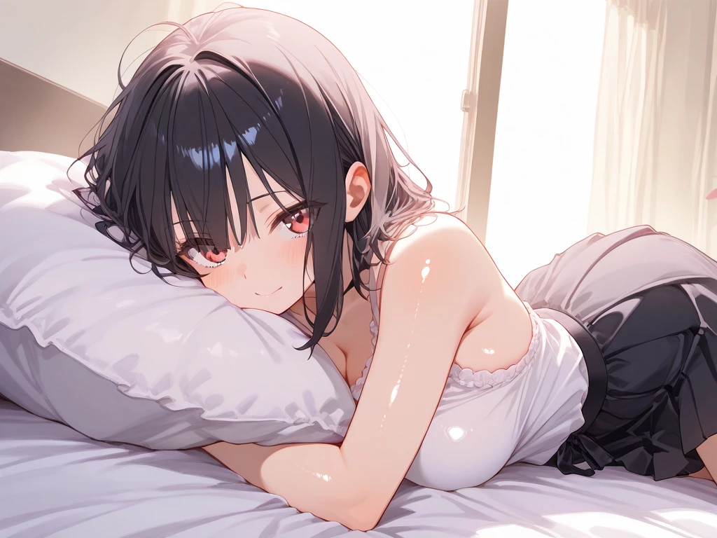 A naked middle-aged man is kissing a cute girl with modest pubic hair and a black bob wearing a long white lace slip who is crying and thrashing around in disgust while having sex with her in the cowgirl position、classroom