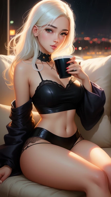 (small breasts:1.2), (perky chest:1.2), (pointed chest:1.2), (Pudding caffe magazine cover:1.3),(from above:1.0),(shoot from the side:0.9),masterpiece, 1girl, Amazing Cleavage:1.1, thin waist, optimum,tmasterpiece,hight resolution,best qualtiy,a 18yo cute girl,anatomy correct,Beautiful Black miniskirt,garters,Gaze,Small face,bangss,holster,Beautuful Women,hands up,leg holster,Gaze,black boots,Cowboy Shot,cute face,a blond,Longhaire,Twin-tailed,Braids, Hairline,(scarlet eyes),long eyelasher,Hanging eye corners,White skin of the, ((see through brown camisole:0.6)), ((Sheer nipples:0.6)),Rocket Tits,(Slim body),smile,seductive weak smiling,(with sparkling eyes and a contagious smile:1.1),little open mouth, Looking at Viewer, small nose,(with sparkling eyes and a contagious smile), very beautiful detailed face and eyes, bright colors, cute face, delicate beautiful face, Bright magenta eyes, cute eyes, sparkling eyes, Big eyes, (medium breasts:1.3), (perky chest:1.1), (pointed chest:1.0), medium hips, glamorous body, white skin, smile, thin pubric hair, shiny hair, super beautiful face, Super beautiful eyes, Super beautiful hair,trendy outfit,sexy and attractive,explosion of colors,big hairpin,full body ,esbian,illegal occupation, Real World, Natural light,perfect Natural light.