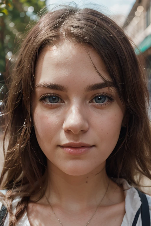 The most beautiful woman, close up of face, perfect skin, symmetrical face, bright blue eyes, wavy hair, perfect face, perfect skin, mild freckels 