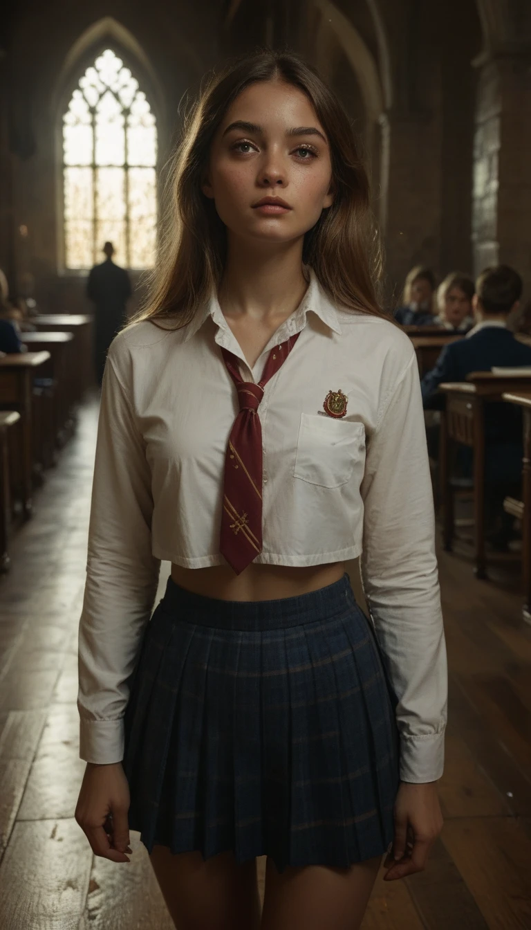 teen girl in Australian highschool uniform changing her bra