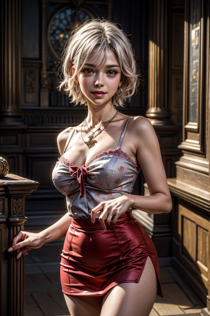 、(Movie Digital Art: 1.3), high quality, masutePiece, 最high quality, Super Details, figure, [4K Digital Art]、 Linzugunar, (Sharp focus: 1.5), (Moody lighting:1.2), Depth of written boundary, Bokeh, 4K 、High resolution, Very detailed, Very detailed CG Unity 8K 壁紙, Actual, realism, Original photo, 美しくDelicate face, Pale skin, Realistic Glowing Skin, Detailed fabric texture, Detailed hair texture, Perfect body, Pretty face, Acura, Anatomically correct, The facial details are very rich, Eye and skin texture, Natural neck length, (Beautiful Eyes、Beautiful Hands), (Glowing Skin:1.2), Thin legs, Thin legs, detailed characters、Delicate face、This background、 

throw, Waltan、
Dramatic cosmetics、cosmetics、Pi　lipstick、eye make up、mascara、eyeliner、eye shadow、Rainbow colored contact lens skirt、tight shirt and pencil、Pin heels、Attractive Smiling Woman)), Blurred Background、short hair, Detailed face, high quality, High resolution、figure書館、Librarian Woman、Beautiful Face、((More viewing available in the stands、国家figure書館、Between large and narrow bookshelves、Standing among bookshelves、Full of photos from toe to toe、throw,Defeat your opponent))