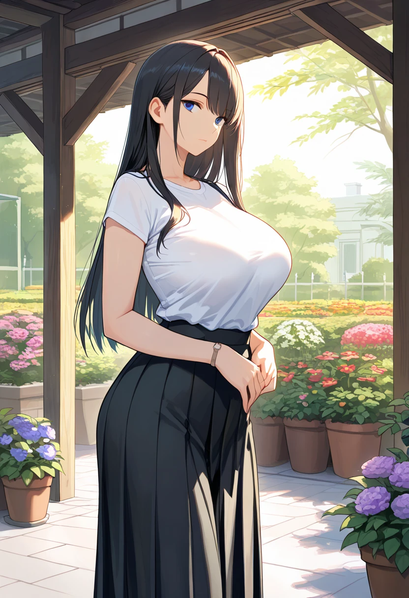 "An exquisite masterpiece with stunning high resolutions, featuring a captivating outdoor scene. The focus is on a beautiful woman with mesmerizing big