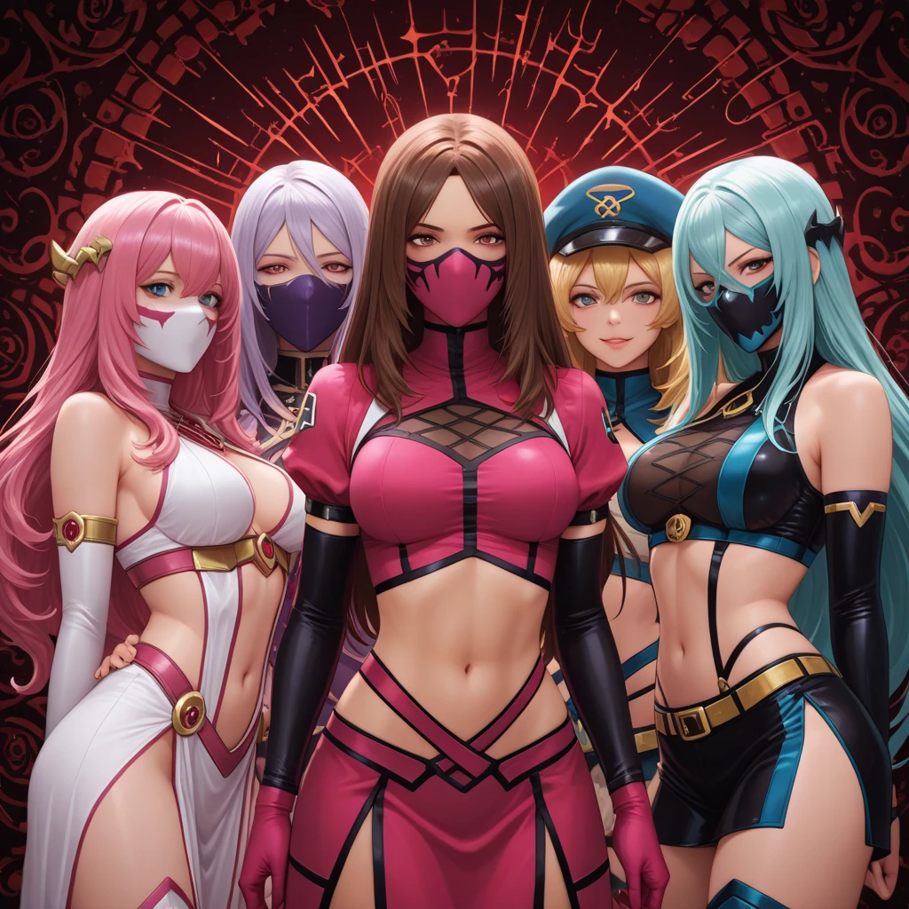 Breasts fit to the ground, Lie on the bed, lying on stomach, Two star motifs on the chest, queen, bikini swimsuit, huge breasts, sagging breasts, realistic style, breasts looming, ancient Chinese transparent underwear, big breasts, straight breasts Close-up of four women kneeling on the bed posing for photos, surreal full body figure, beautiful and detailed body and face, gorgeous figure, ponytail, clear, smile, moan, tease, lace edge, ponytail, clear, laugh, excited, moaning, teasing, tongue sticking, flushed face, fair skin, bright colors, upturned ass, full body photo, thin figure, gorgeous headdress, Whole Body proportions and all limbs are anatomically accurate, solo, laughing, big mouth, red blindfolded with a red blindfolded, blinfolded eyes, full body, standing positon (shackles on legs and arms), long white hair, female restraint, chained, slender, long hair, red tattoo slave, muscular abs, medium size bra cover chest, cover chest, (no eyes), red tatto for slave under navel, navel, black choker, female elf, pointy ears
