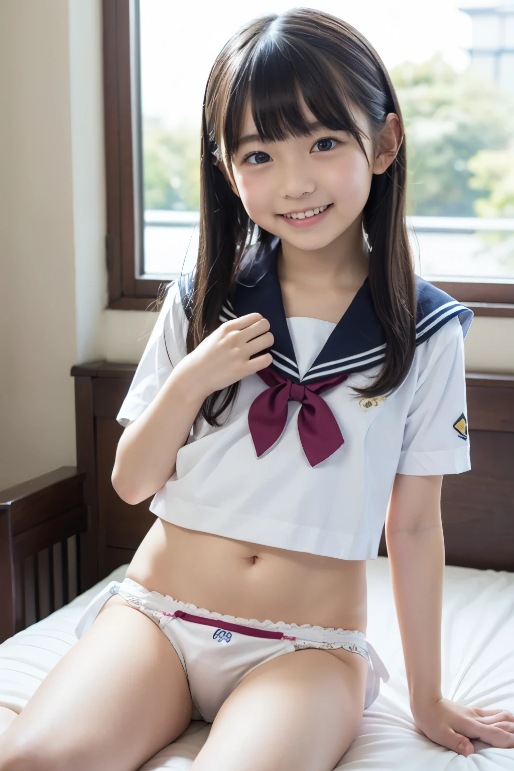 Black Hairの, ponytail, Black Hair, , Japanese innocent girl, 18-year-old、Spread your legs, smile, Laughter、Spread your legs, Slime-ified, Lying down, squat, Panties are visible,4K, Highest quality, High resolution:1.1),Draw the crotch of the white underwear so that it is visible., Skirt flip, Short skirt, burberry check skirt, Panties visible from under the skirt, Ace fabric underwear, 小さなribbonの付いた下着、Small underwear, Brown Loafers、Black shoes、High 、Japanese Sailor Suit、Bra is sheer、Clothes are see-through、白いribbonの付いたパンティー、White blouse、ribbon、Dark blue socks、Panties in full view、The clothes are fluffy, The button on the blouse is undone, Showing off her white panties, You can see cleavage through the blouse, classroom, clinic, bed , Large Breasts、Underhair can be seen through、Nipples are visible through the, The panties look nice, 面積のSmall underwear,, String Panties , Angle from the feet, Angle from below, Angle looking up from below, Micro lingerie Micro bikini White cotton underwear Crotch Showing crotch White cotton underwear