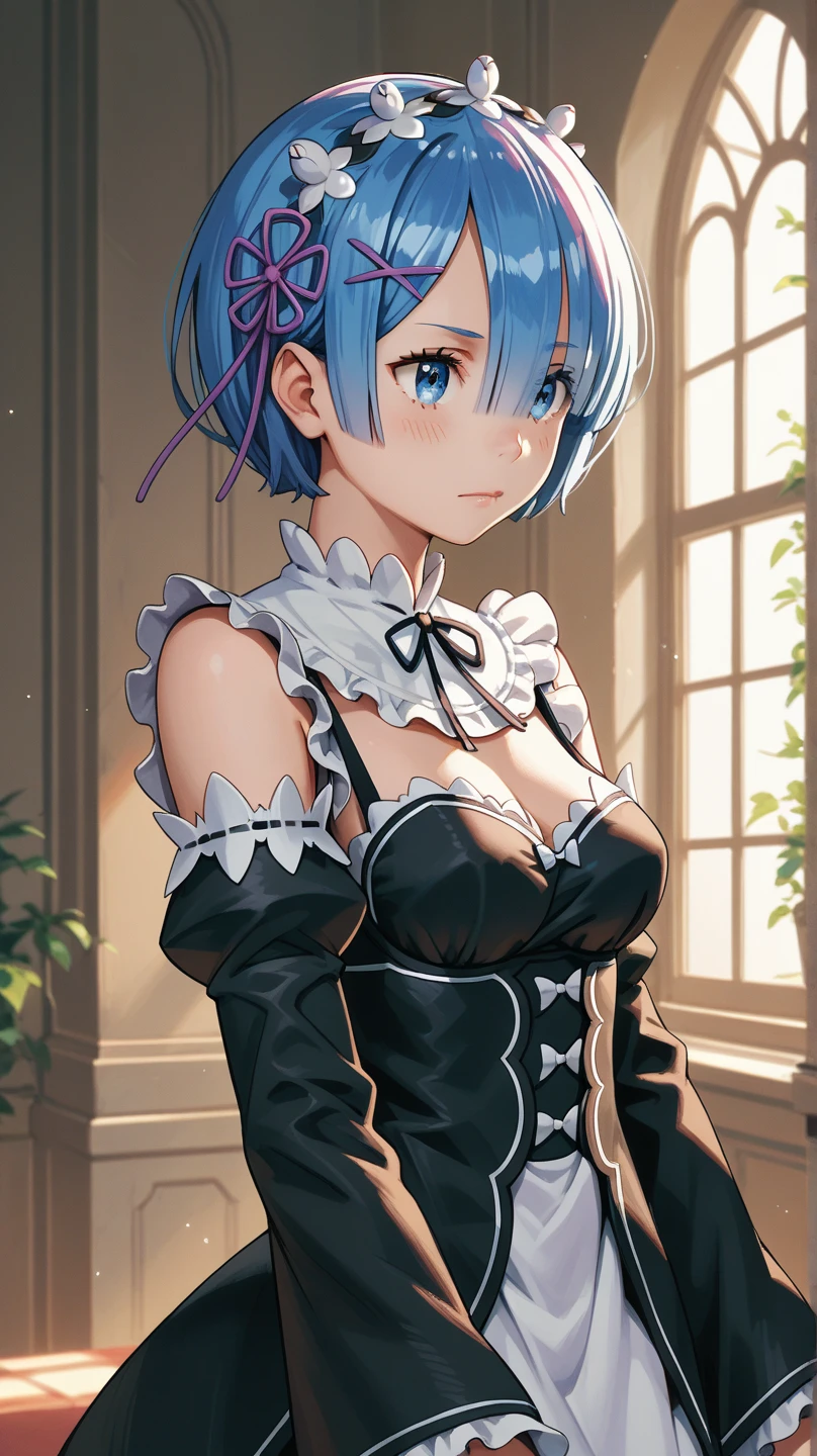 (masterpiece, best quality;1.3), ultra detailed, Looking at viewer, swinging an iron ball around on a chain, FIGHTING STANCE,
rem_re_zero, blue hair, short hair, maid uniform, hair ornament, cleavage, maid headdress, detached sleeves, ribbon <lora:heartstar:1>heart-shaped pupils,