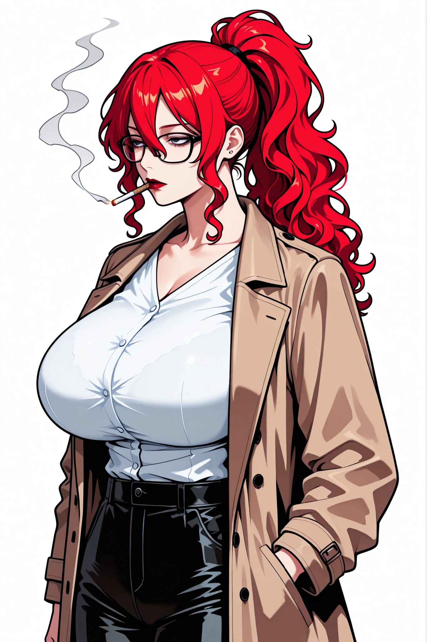 score_9, score_8_up, score_7_up, score_6_up, score_5_up, score_4_up, rating_explicit,
BREAK
makima \(chainsaw man\), red hair, yellow eyes, braid,
BREAK
sitting, crossed legs, huge breasts, cleavage, unbuttoned shirt, wide hips, thick thighs, pubic hair, black lace bra, black pants,
BREAK
black background, sketch, godivaghoul, <lora:Lunas-GodivaGhoul-SDXL-B2:1>