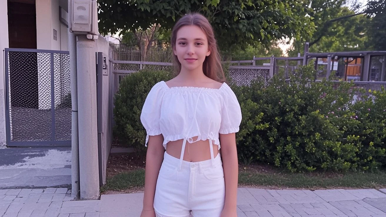 ((chica adolescente)), Esbelto, ((Small body)), ((small legs)), ((In a white angel costume)), He wears a white angel outfit, luz suave, calidad superior, ((Hermosa adolescente esbelta)), Linda, ((cuerpo detallado)), ((red en las piernas)) posando al espectador, Cabello largo, profundidad de campo, high resolusion, pupilas afiladas.