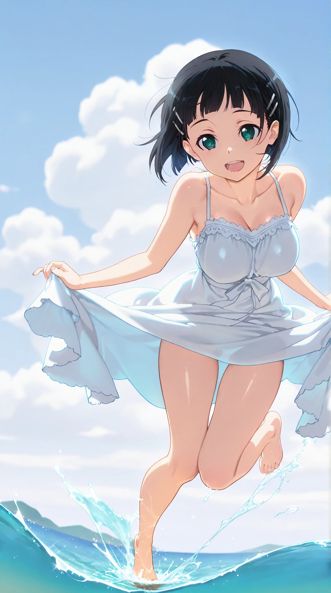 Also:zero's Alsom、light blue hair、short hair、table top、High resolution、many girls multiple girls、large crowd、lots of cute girls、big and full breasts、naughty body、See-through、throw、、whole body、Are standing、Look up at me、confused face、blush、embarrassing、Excited、white breath、black pantyhose、female shape'Private parts are clearly visible、I can see your nipples、white skirt、micro mini skirt、very short skirt、Many people々々々々、in the crowd、bare chest、show your chest、Upper grade、A lot of milk comes out from the nipples、Breast milk gushes from the nipple、straw hat、Cat ear、white dress、sunflower field、Bangs that cover one eye、pink hairpin、white sandals、white pantyhose、open your legs、open thighs