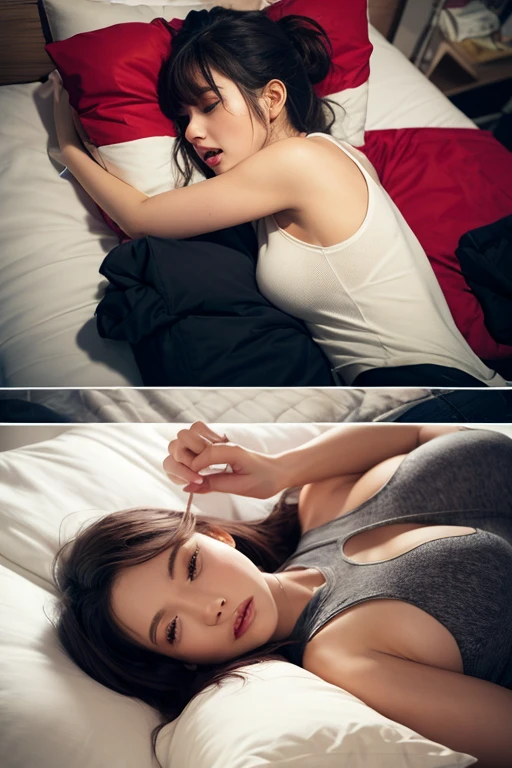 ((RAW photo、highest quality)、(realistic、Photoreal:1.3)、highest quality、masterpiece、very delicate and beautiful、A hvery detailed、nffsw、sense of oneness、2k wallpaper、growing up、Beautiful in every detail、masterpiece、highest quality、Hvery detailed ticker Unity 8K wallpapers、huge file size、Super detailed、High resolution、very detailed、(((sleep on your back:1.5)))、(((spread your legs wide:1.4)))、(((make me scream:1.5)))、(((Let me close my eyes half-closed)))、((Twisting the body:1.4))、((Please make me frown))、((super cute girl))、((Please wear your black shorts and black crop top))、(look at the camera)、(White body fluid drips from the crotch and the crotch is soaked.:1.0)、Lying on the floor of the altar in a church chapel、nun、19 years old、draw from directly above、professional lighting、cinematic light、