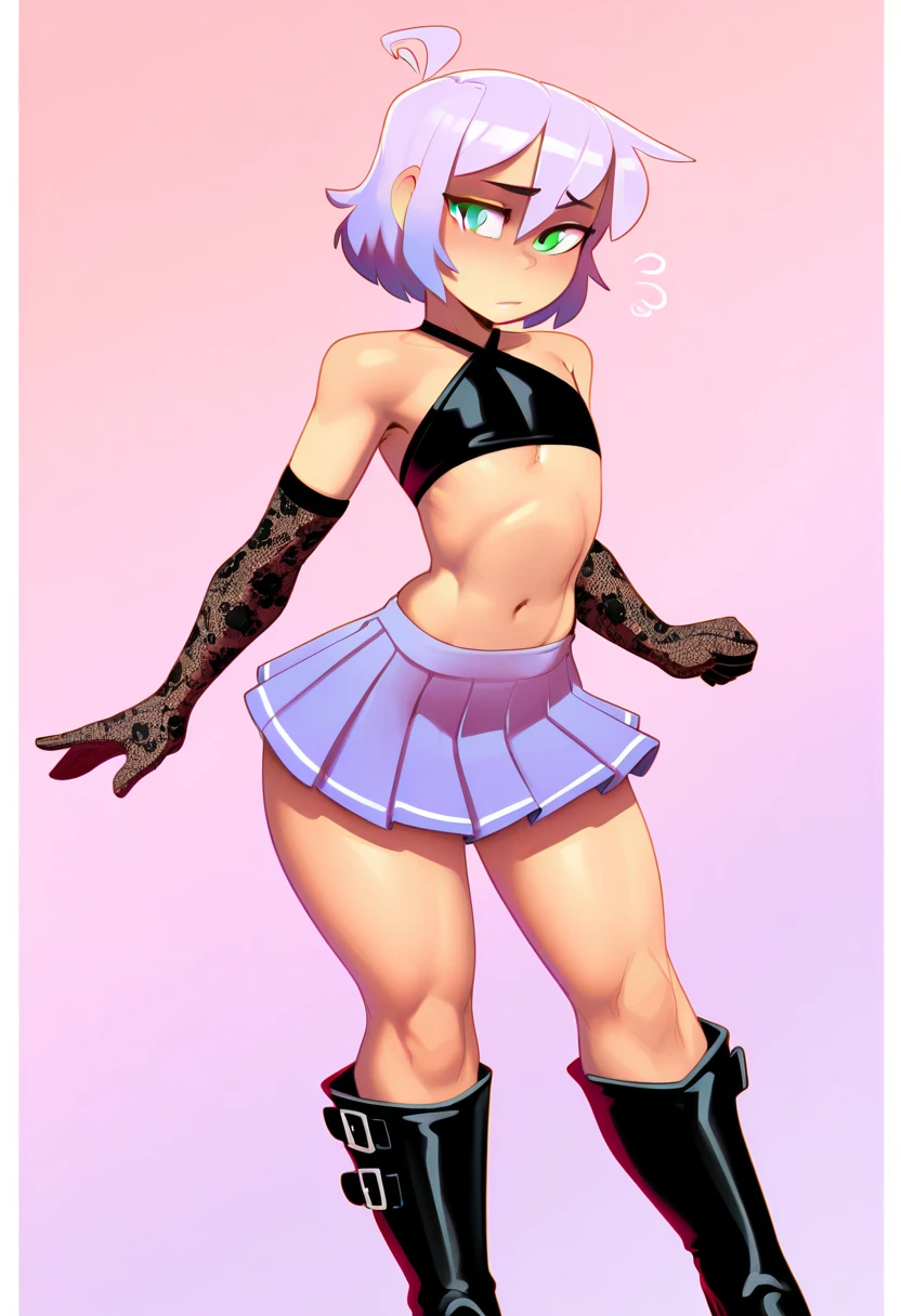 vibrant colors, 8K, high resolution, highly detailed, masterpiece, ((my little pony)), (black striped white hair), (pale white body), (gray eyes), standing, big breasts, beautiful body, purple lips, thong, slave, short patterned skirt, light top, ((slut pose on wall)), street