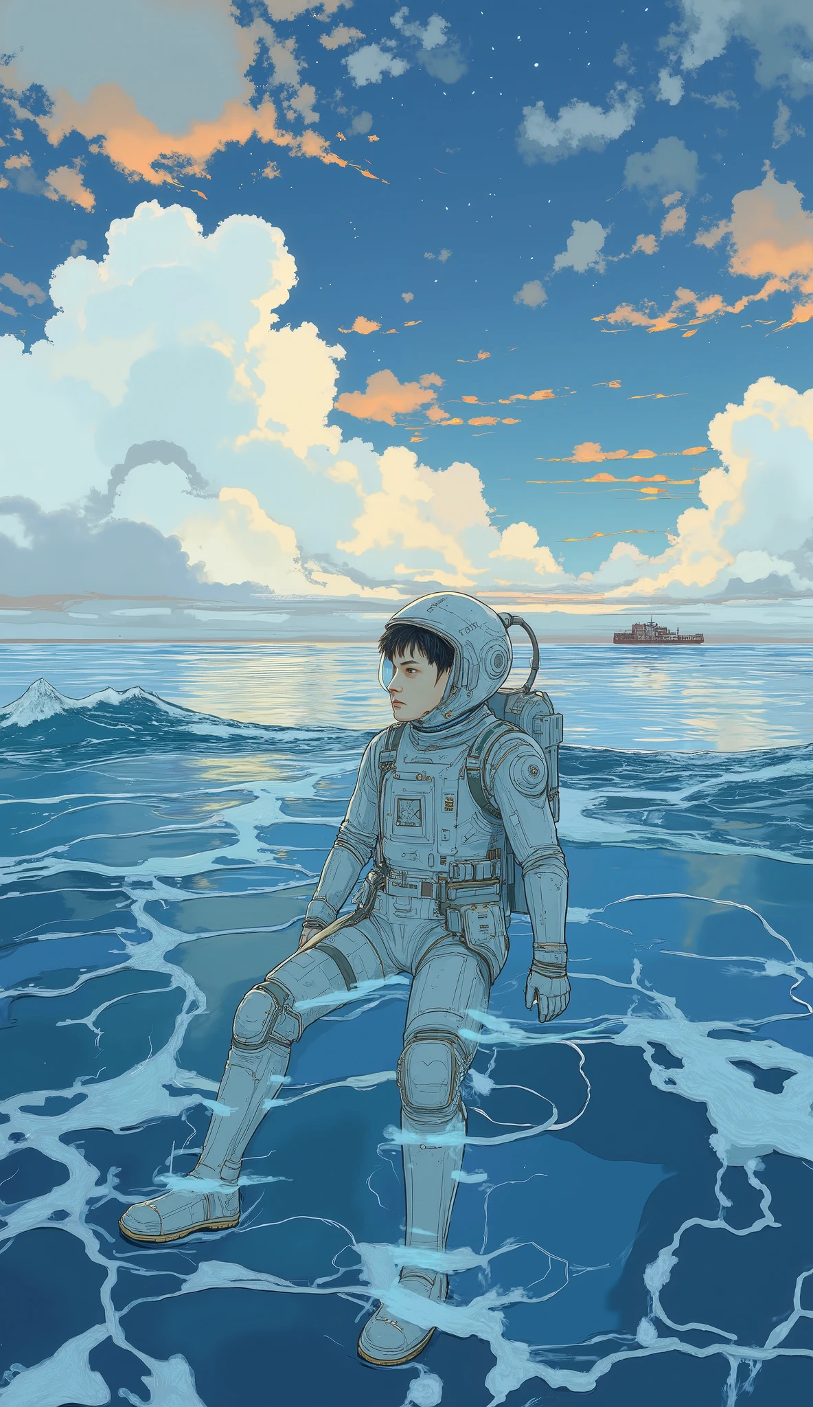 Anime, Man in a spacesuit floating in the ocean, Makoto Shinkai作「Makoto Shinkai cyril rolando, Space Sky. by Makoto Shinkai作「Makoto Shinkai, Makoto Shinkai作「Makoto Shinkai. octane rendering, Makoto Shinkai作「Makoto Shinkai. —H2160 , Travis Scott flying over Earth, ( ( Makoto Shinkai作「Makoto Shinkai ) ), Makoto Shinkai作「Makoto Shinkai!, Makoto Shinkai作「Makoto Shinkai!!