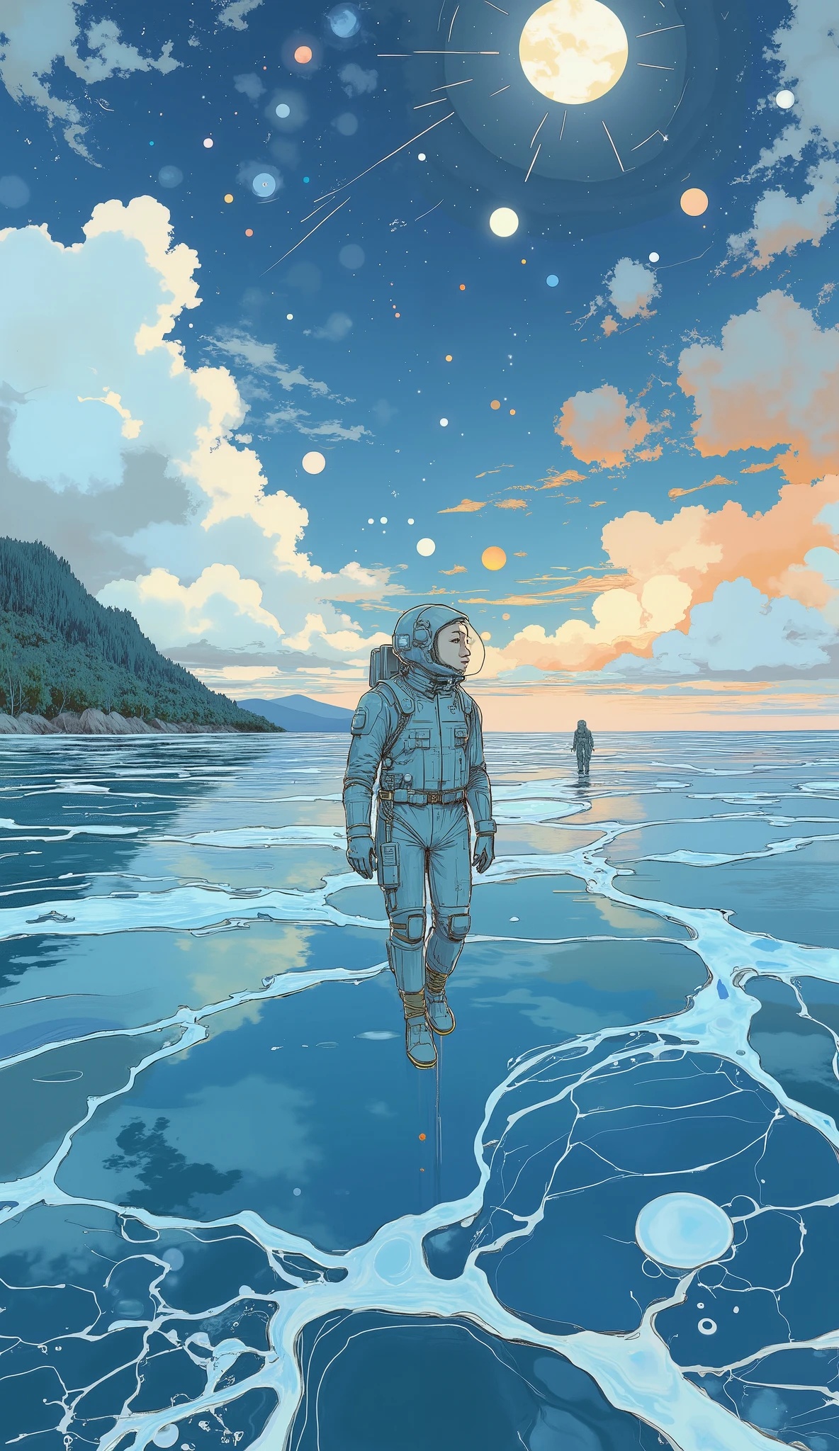 Anime, Man in a spacesuit floating in the ocean, Makoto Shinkai作「Makoto Shinkai cyril rolando, Space Sky. by Makoto Shinkai作「Makoto Shinkai, Makoto Shinkai作「Makoto Shinkai. octane rendering, Makoto Shinkai作「Makoto Shinkai. —H2160 , Travis Scott flying over Earth, ( ( Makoto Shinkai作「Makoto Shinkai ) ), Makoto Shinkai作「Makoto Shinkai!, Makoto Shinkai作「Makoto Shinkai!!