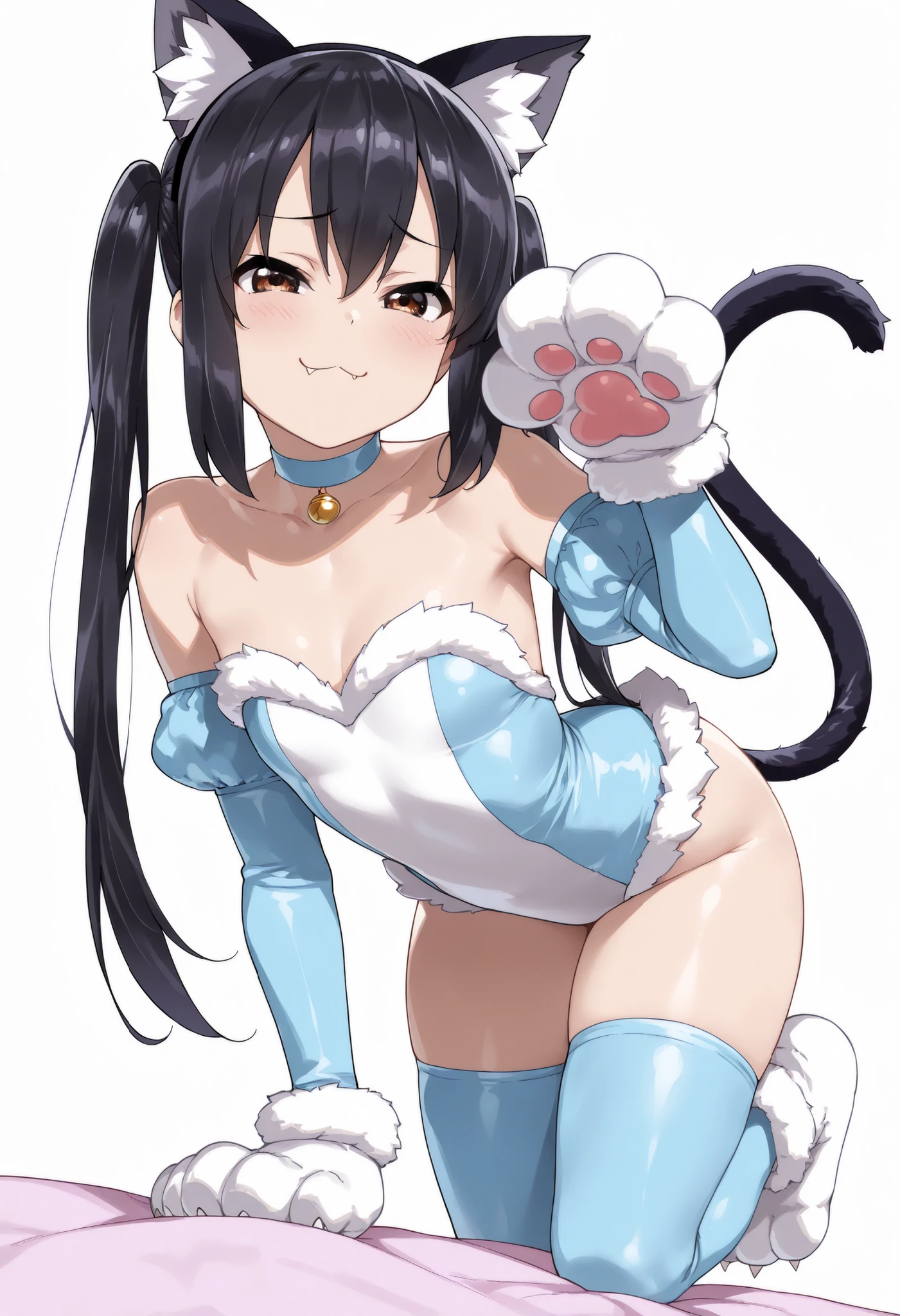 by torisan, 1 girl,
Special week /(umamusume)/, simple background, full body, looking at viewer, standing, blush, sweat, shiny skin, playboy bunny, beautiful color, detailed, amazing quality, nsfw