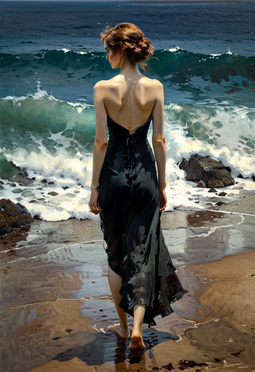 This is Andrew Wyeth - The Art of Andrew Wyeth - with a muted floral palette and dry brush technique creating a feeling of calm.(animation. perfect ????????????. Woman emerging from the sea, neon realism, ocean waves at night, tied to a crescent moon, night, Romance, fairytale background) (minimalism: 1) . Dietary composition, ideal ????????????.
