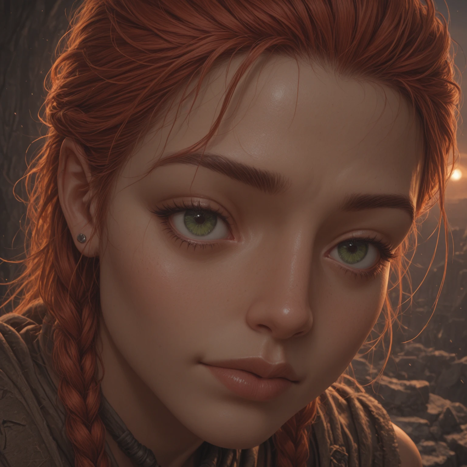 redhead haired woman with freckles and blue eyes looking at the camera, cinematic realistic portrait, cinematic portrait, 8k portrait render, highly detailed vfx portrait, soft portrait shot 8 k, highly detailed vfx portrait of, portrait of nordic girl, color photograph portrait 4k, cinematic headshot portrait, matte painting portrait shot, cinematic shot epic portraits, cinematic beautiful natural skin