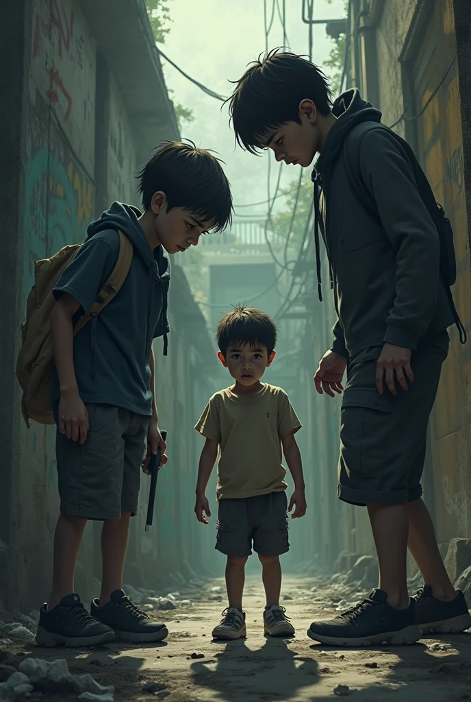 It seems like you're describing a family situation where there is one boy and four brothers, and they are living alone. Could you please provide more context or clarify what you would like to know or discuss about this situation? I'm here to help and provide assistance.