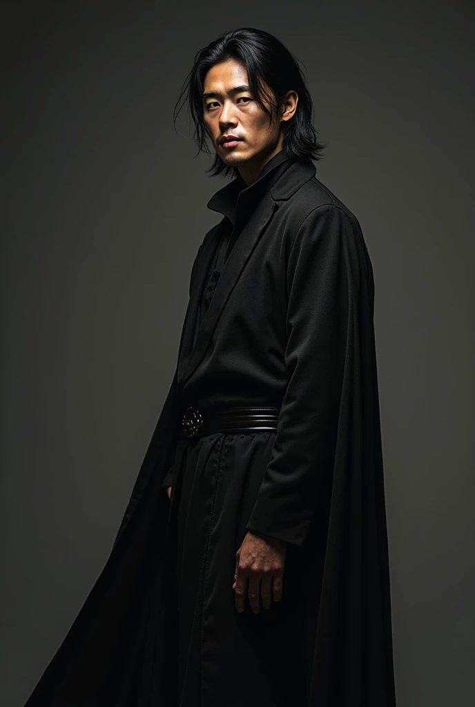 1 Super handsome Japan man,((Surreal details)), Men in black coats with hoods,Bunching up black hair,portlate, globalillumination, Shadow, octan render, 8K, ultrasharp,metal,convolution