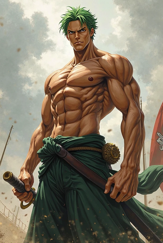 4D masterpiece of a Chinese warrior from the beggar school doing the 18 Dragon Conquering Palms, (green energy forms a transparent dragon that surroundings his body), he is wearing typical beggar school clothes, tattered and dirty clothes, dynamic situation, the situation is in an abandoned temple yard and 3 people moving to attack him from various directions, dilapidated temple building in the background, daylight lighting, hyper realistic, ultra detailed