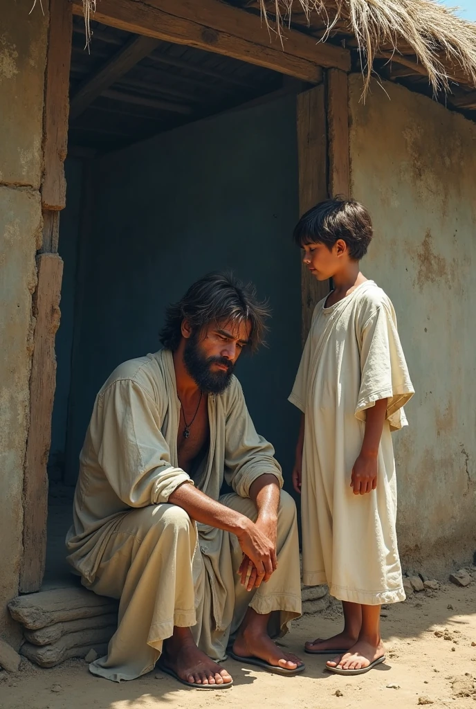 In front of jesus a boy is standing and boy is wearing school dress and name is written on boy's t shirt "Nitin"