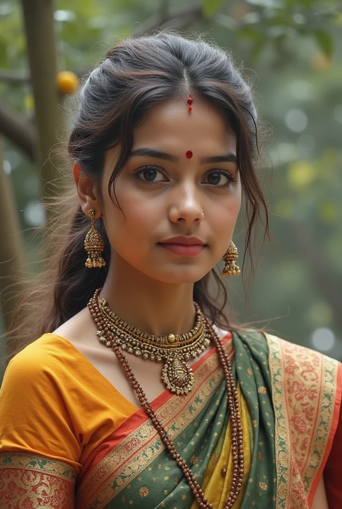 portrait of indian village woman at a gathering in the forests of Himachal Pradesh, digital photograph, soft natural light, 50mm lens, f1.8 aperture