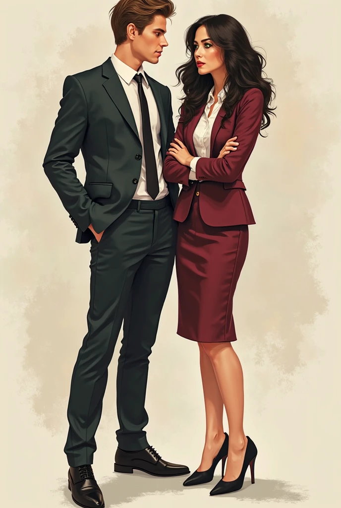 
I need an image of the clothing to give references to the wedding guests for the dress code, which will be cocktail style. minimalist drawing. A Man and a Woman,  that they don&#39;t see each other as a couple, only models of the clothes and both in men&#39;s suits. Clothes are what matters 
