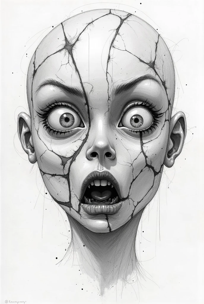 close-up, surreal, a shintaro kago, a school girl, horror anime, horror manga, Surrealism etc