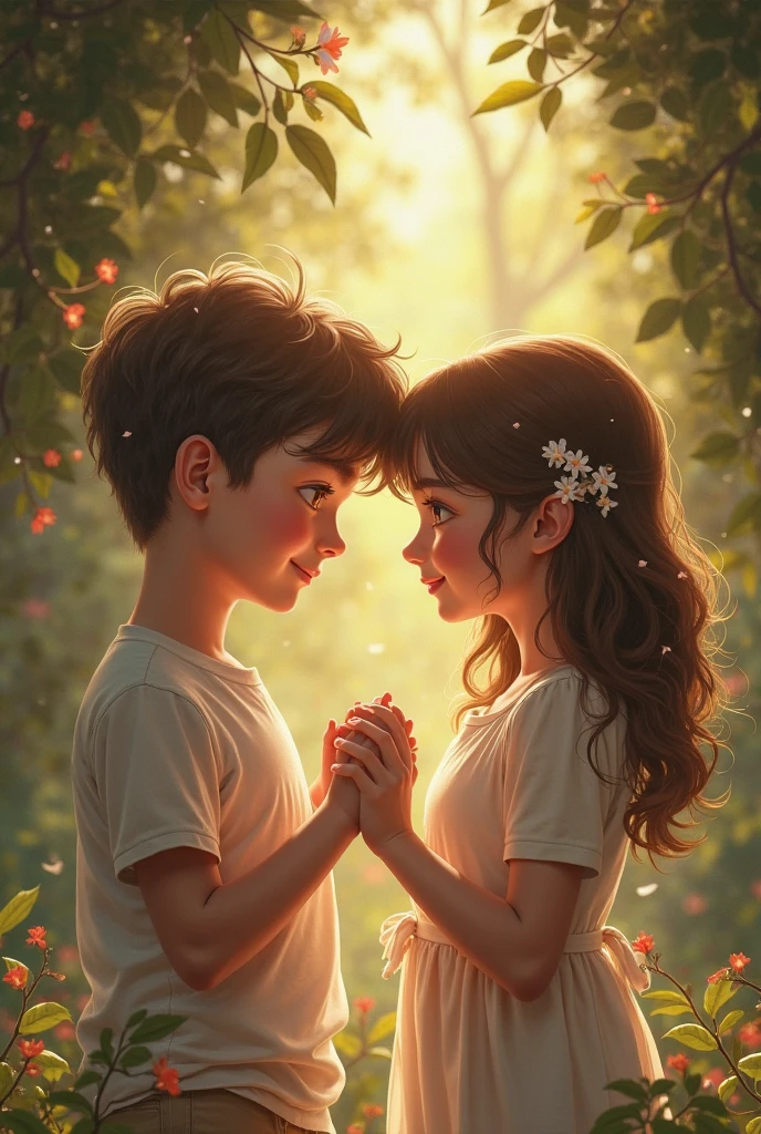 Create a story of a boy and girl talking romantic