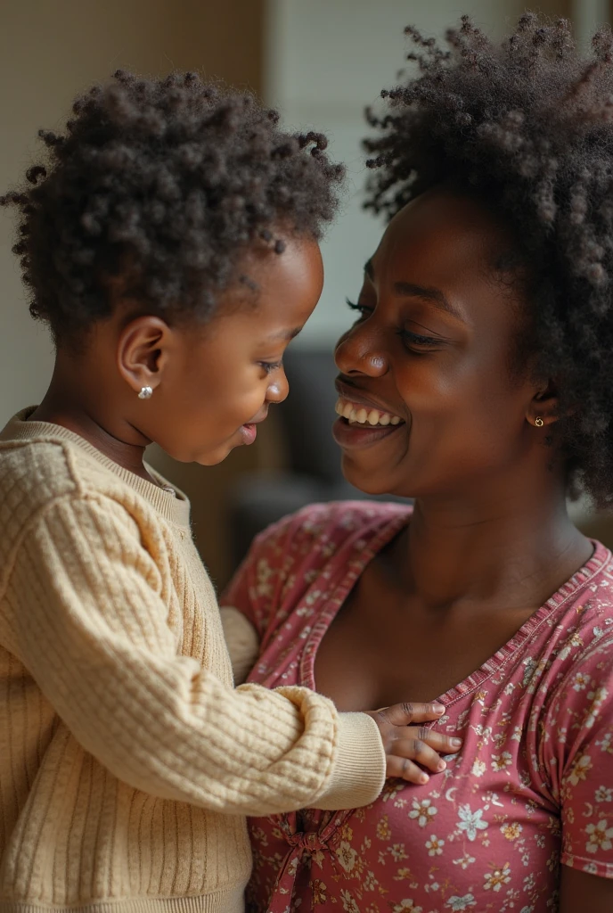 African boy playing with his mother