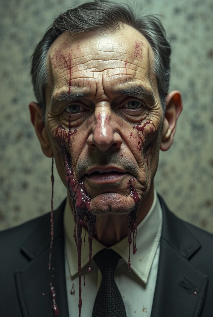 "(best quality), suspense and horror scenario of cinema "Hannibal", dark environment, macabre atmosphere, finger on lips, sign of silence, dark places with deep shadows, close-up of the face with frightening expression, stealth figure (1 person), dramatic lighting effects, dynamic framing."
