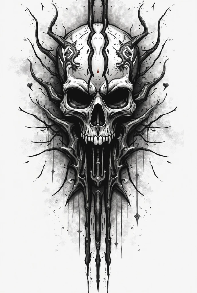 Get a scary gothic skull tattoo, in black graphics on a white background. Make the skull from a different angle. You can add some sharp elements., thorns, web, eyes. Make several options 