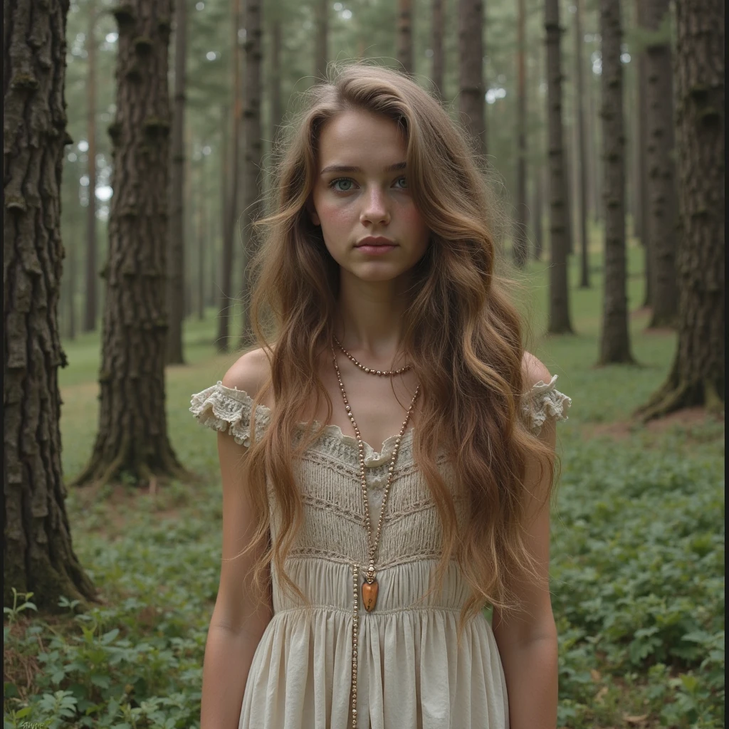 a radiant creation by tertius alio of a bohemian lady looking like ameliexl5 (wearing a casual chiffon blouse with intricate detailed fabric) staring intense