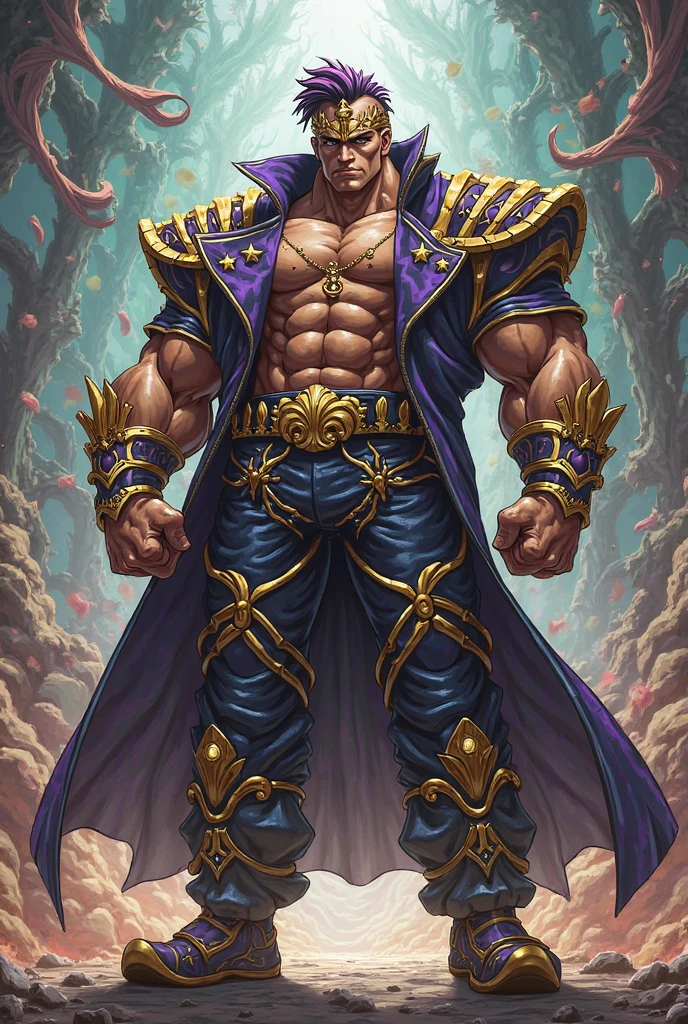 Full body image of a mage shaping two spirals of purple, arcane magic around himself. He is an absolute muscle adonis, teenager 16 years old short blond hair. Obscenely wide shoulders and traps. Very defined ‘V’ body shape with a narrow waist. Well defined six pack.