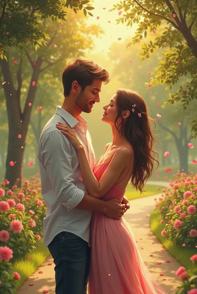 Couple is laughing in their garden 