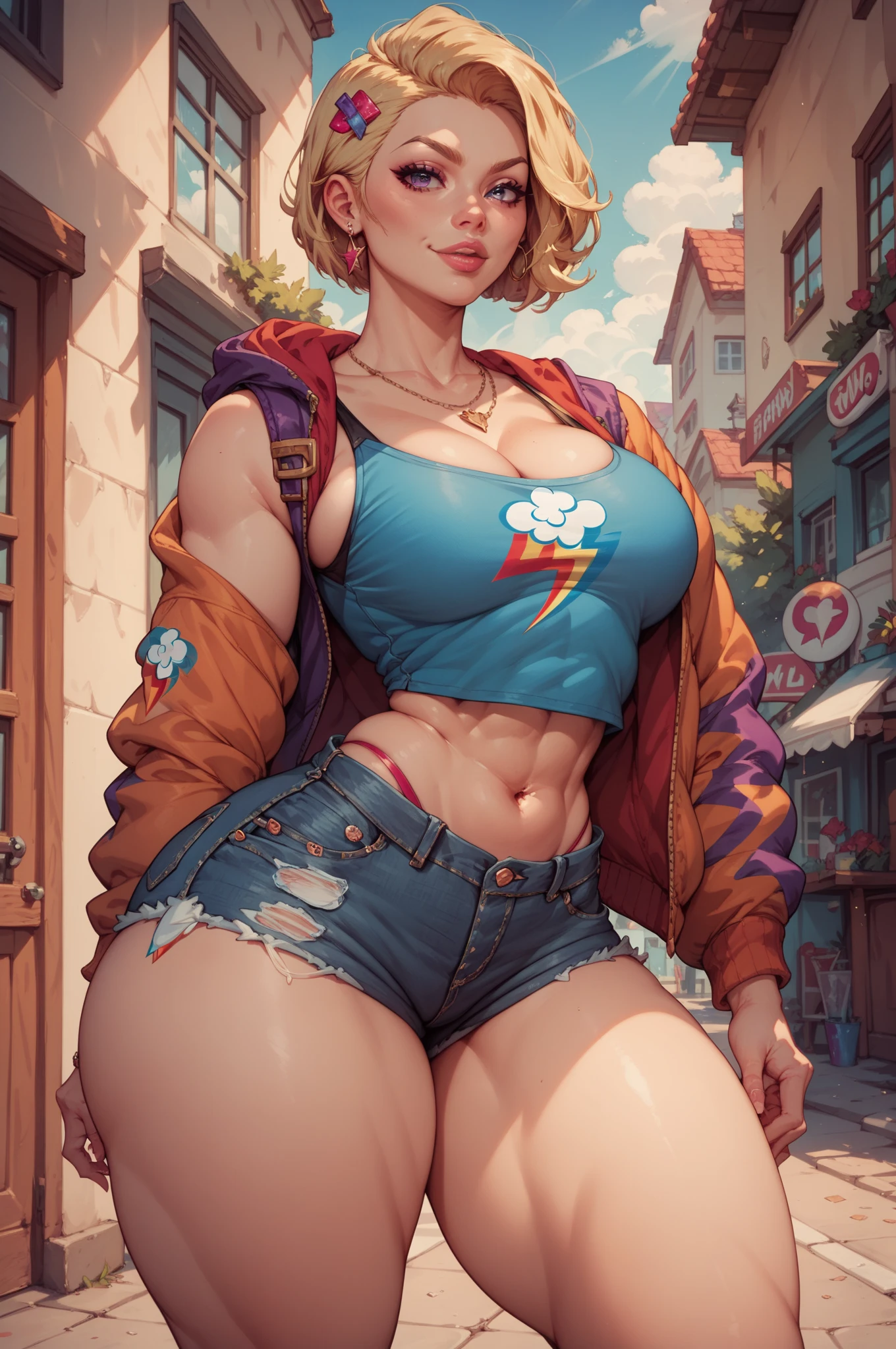 ((masterpiece, best quality)), 1 Tomboy, dark skin, cartoon style, massive bonkers