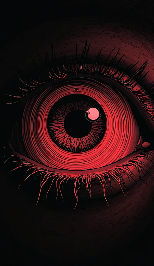 There is a poster，The background is the creepy eyes of a tree, The Holy Grail of Brain Tree Eyes, an ominous fantasy illustration, Eyeless observer, Portrait of a mystical giant eye, detailed 4k horror artwork, Red-eyed, red - eyed, one eye red, only eyeball, One eye, eyeball, Eyeballs grow from branches