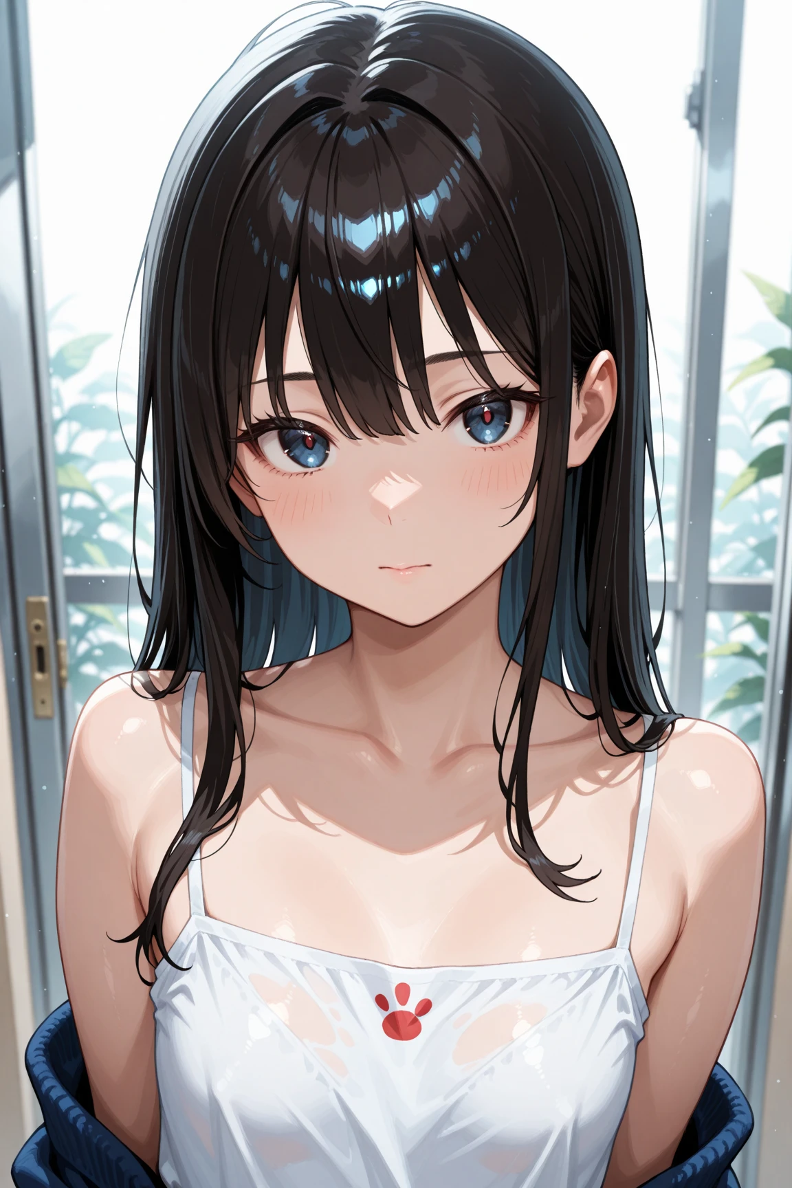 score_9,
<lora:K-On_NakanoAzusaXL(styled):1>, NakanoAzusa,
1girl, solo, incoming kiss, kiss, parted lips, light blush,
black hair, long hair, closed eyes, twintails, 
shiny skin, sundress, white dress, bare shoulders, floral print,
pov, outstretched arms, arms out of frame, close-up,
simple background, white background