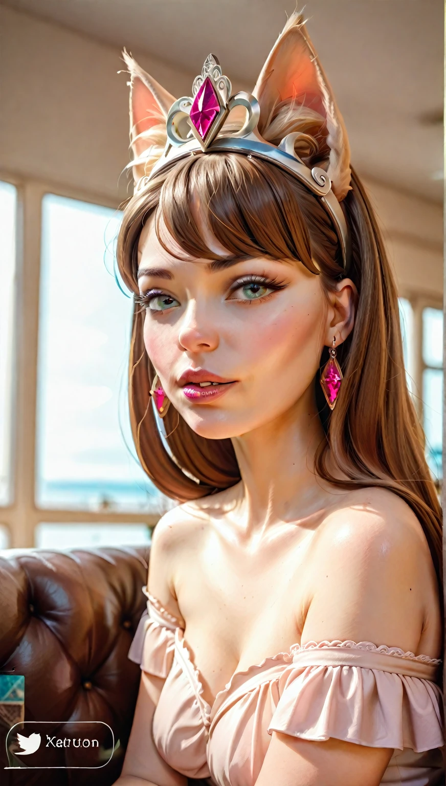 (Raw photo:1.2), (Photorealistic), Beautiful detailed girl, Very detailed eyes and face, Beautiful detailed eyes, Huge file size, High resolution, Very detailed, Best Quality, [masterpiece:1.6], Illustration, Very detailed, Fine detail, Best Quality, 32K Wallpaper, intricate details, in the painting studio, beautiful girl, she is a painter painting new masterpiece, wavy hair, medium breast, sexy panties and bra, full body photo, cameltoe