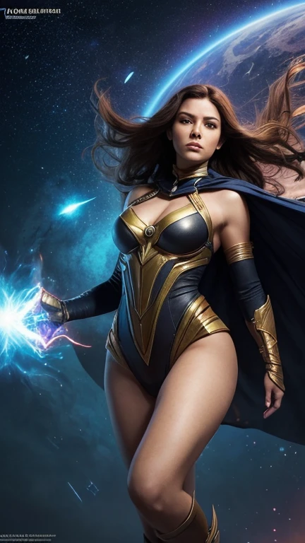 (Masterpiece, Top Quality, Best Quality, Official Art, Beauty and Aesthetics: 1.2), (1 ultra hot gorgeous European woman, age 23), Extreme Detail, (Fractal Art: 1.3), Colorful, Supreme Detail, Perfect Face, Upper Body, HDR, Prayer, (White Cloak Golden Lines: 1.2), Starry Sky, Shooting Star, Light Stripes, Surrealism.
