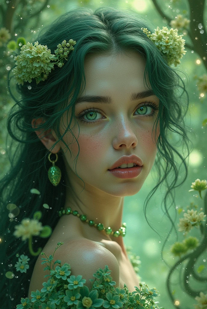 a beautiful portrait of a plant goddess with detailed eyes by Greg Rutkowski and Raymond Swanland, wet, Trending on Artstation, ultra realistic digital art
