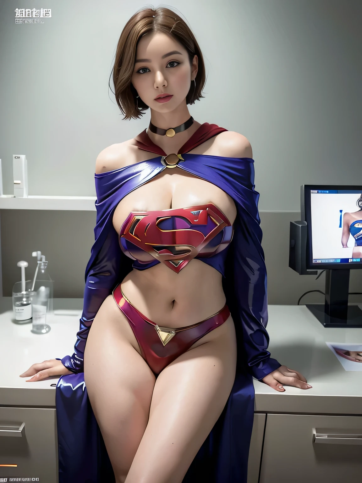 masterpiece、Short-haired Supergirl crouching in front of camera、big and full breasts、look at the camera、lusterのあるコスチューム、choker、Seduce、Estrus、Cowgirl、Trance、Fayue、fun、luster、pregnant woman、Mesh Stockings